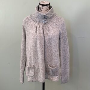 Apt. 9 Women’s Medium Gray Open Front Button Mock Neck Warm Cardigan Sweater